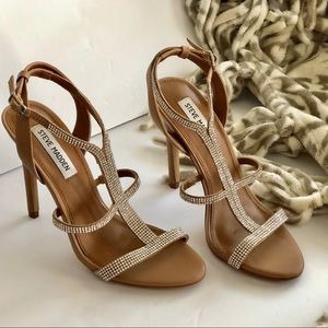 Steve Madden Rhinestone Embellished Nude Heels